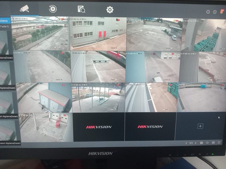 Eröz İnşaat kampüs CCTV merkezi izleme ekranı — Colga Bilişim